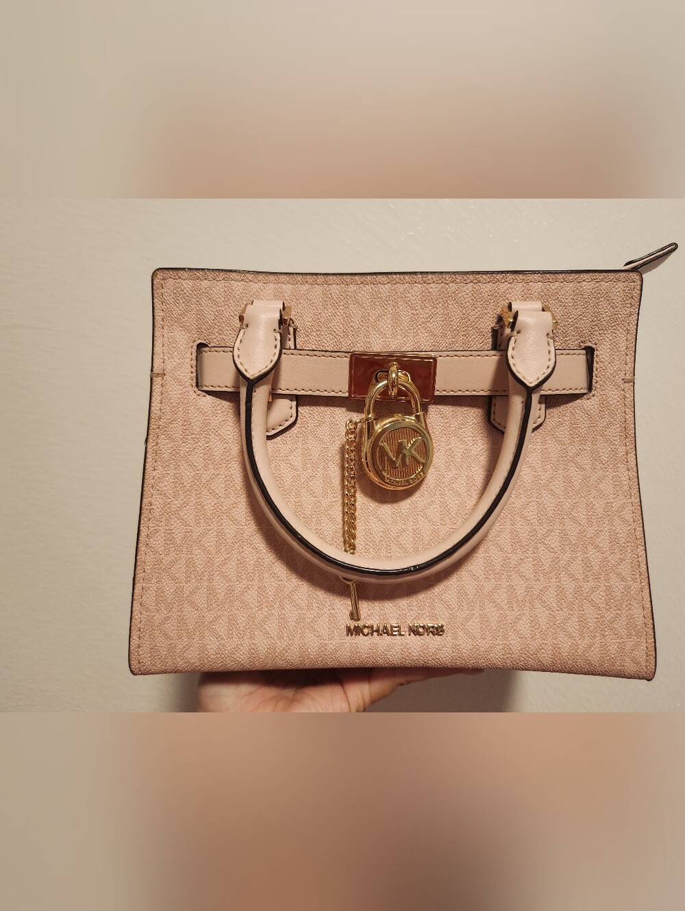 Michael Kors Blush Pink Signature Logo Satchel with Gold Hardware-used 2 Weeks